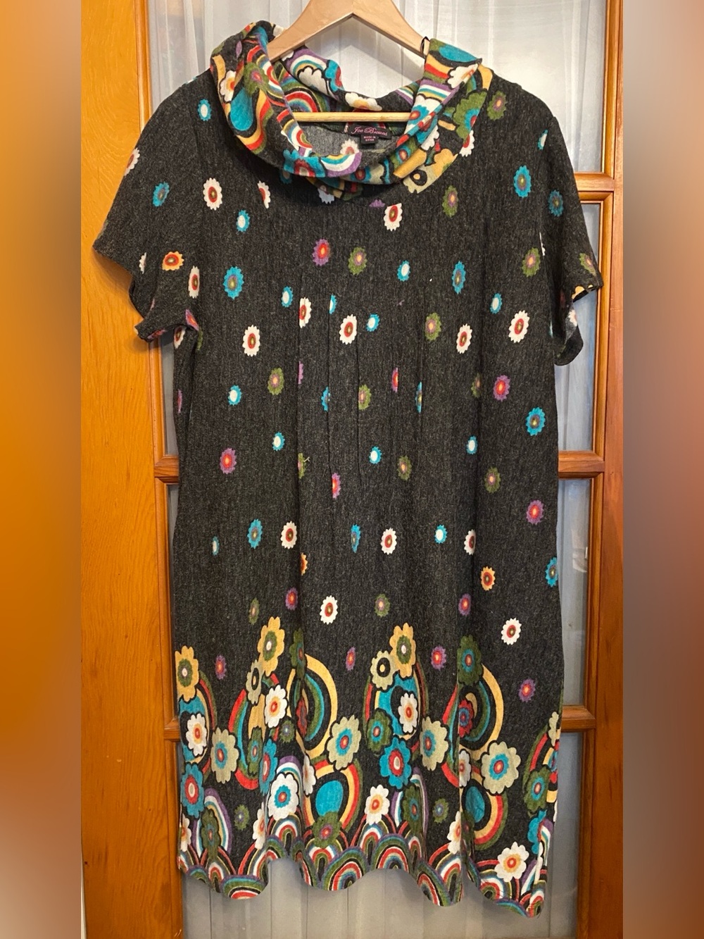 Joe Browns Black Floral Cowl-Neck Women's Sweater Dress Size 16